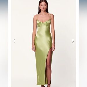 Ariah Cowl Draped Midi Dress in Limelight